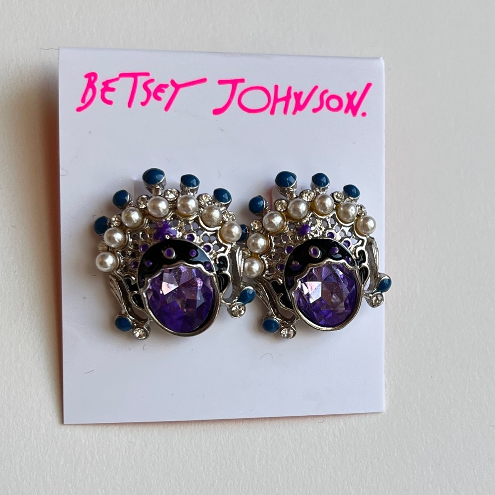 Betsey Johnson Purple and Blue Pearl Earrings
